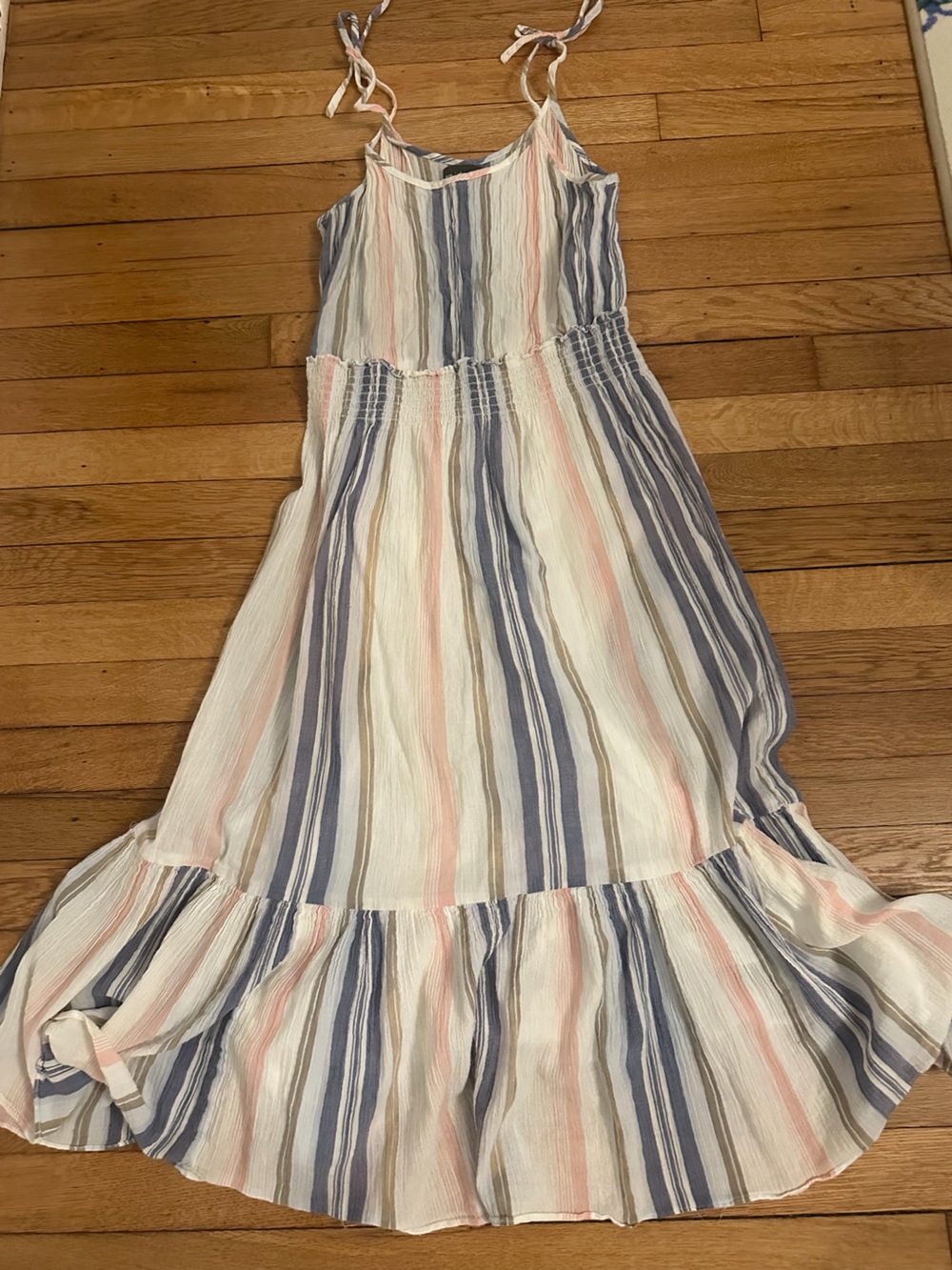 Michael Stars White Maxi Skirt with Blue and Pink Stripes